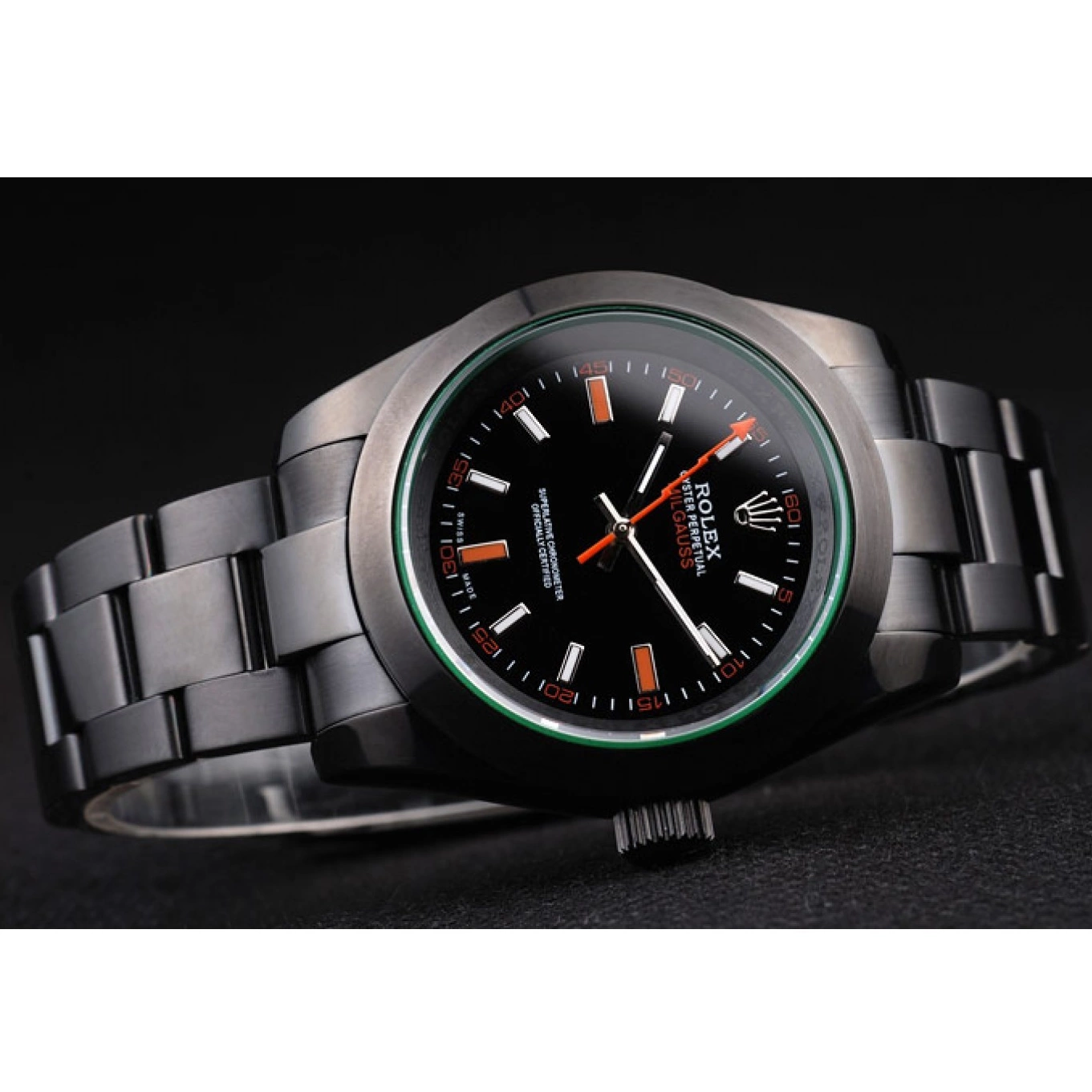 AAA replica watch Black Dial Green Milgauss Pro-Hunter Saphire Rolex Tinted 0711